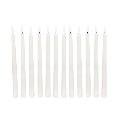 GloboStar® 79564 ΣΕΤ 12 Διακοσμητικών Realistic Κεριών Κηροπηγίου με LED Εφέ Κινούμενης Φλόγας - Μπαταρίας & Ασύρματο Χειριστήριο IR Θερμό Λευκό 2700K Dimmable