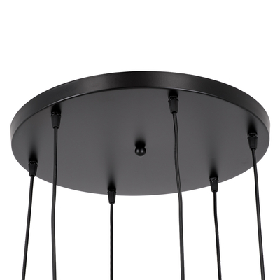 GLOBOSTAR® DILLON 00628 Μοντέρνο Κρεμαστό Φωτιστικό Οροφής με Ντουί 6 x E27 AC 220-240V IP20 - Μαύρο & Μπεζ - Μ52 x Π52 x Y130cm