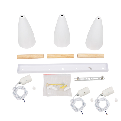 GLOBOSTAR® DILLON 00631 Μοντέρνο Κρεμαστό Φωτιστικό Οροφής με Ντουί 3 x E27 AC 220-240V IP20 - Λευκό & Μπεζ - Μ54 x Π14 x Υ130cm