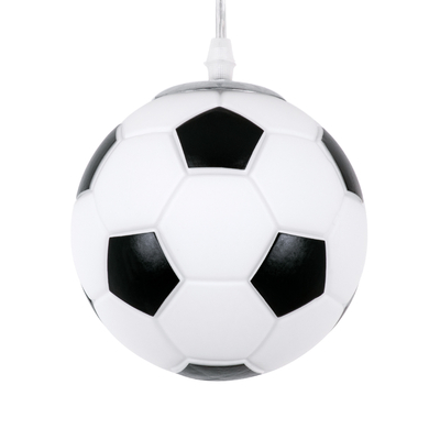 GLOBOSTAR® FOOTBALL 00643 Παιδικό Κρεμαστό Φωτιστικό Οροφής με Ντουί 1 x E27 AC 220-240V IP20 - Λευκό & Μαύρο - Μ15 x Π15 x Y18cm
