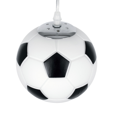 GLOBOSTAR® FOOTBALL 00643 Παιδικό Κρεμαστό Φωτιστικό Οροφής με Ντουί 1 x E27 AC 220-240V IP20 - Λευκό & Μαύρο - Μ15 x Π15 x Y18cm