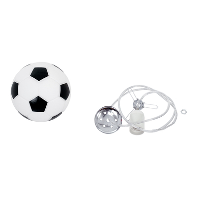 GLOBOSTAR® FOOTBALL 00643 Παιδικό Κρεμαστό Φωτιστικό Οροφής με Ντουί 1 x E27 AC 220-240V IP20 - Λευκό & Μαύρο - Μ15 x Π15 x Y18cm