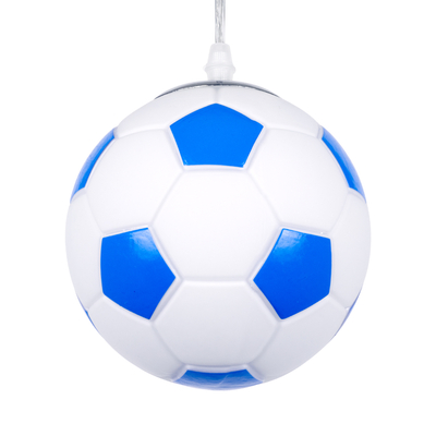 GLOBOSTAR® FOOTBALL 00644 Παιδικό Κρεμαστό Φωτιστικό Οροφής με Ντουί 1 x E27 AC 220-240V IP20 - Λευκό & Μπλε - Μ15 x Π15 x Y18cm
