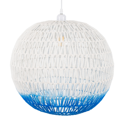 GLOBOSTAR® SANTOR 00729 Boho Κρεμαστό Φωτιστικό Οροφής με Ντουί 1 x E27 AC 220-240V IP20 - Λευκό & Μπλε - Μ50 x Π50 x Y50cm