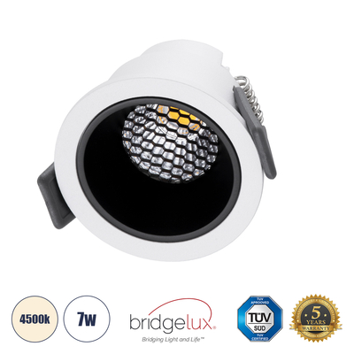 GLOBOSTAR® PLUTO-S 60246 Χωνευτό Downlight Σποτ με Honeycomb Anti Glare Reflector LED 7W 910lm 38° AC 220-240V IP20 Φυσικό Λευκό 4500K - Bridgelux COB Chip & TÜV SÜD Driver - Λευκό & Μαύρο Ματ - Μ6.4 x Π6.4 x Υ4.9cm / Q5.5cm - 5 Χρόνια Εγγύηση