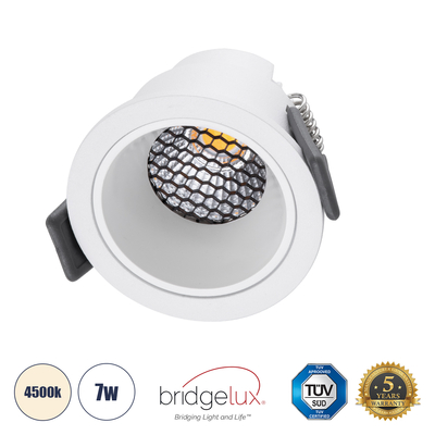 GLOBOSTAR® PLUTO-S 60248 Χωνευτό Downlight Σποτ με Honeycomb Anti Glare Reflector LED 7W 910lm 38° AC 220-240V IP20 Φυσικό Λευκό 4500K - Bridgelux COB Chip & TÜV SÜD Driver - Λευκό Ματ - Μ6.4 x Π6.4 x Υ4.9cm / Q5.5cm - 5 Χρόνια Εγγύηση