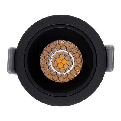 GLOBOSTAR® PLUTO-S 60250 Χωνευτό Downlight Σποτ με Honeycomb Anti Glare Reflector LED 7W 910lm 38° AC 220-240V IP20 Φυσικό Λευκό 4500K - Bridgelux COB Chip & TÜV SÜD Driver - Μαύρο Ματ - Μ6.4 x Π6.4 x Υ4.9cm / Q5.5cm - 5 Χρόνια Εγγύηση