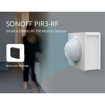 GloboStar® 80064 SONOFF PIR3-RF – Smart 433MHZ RF PIR Motion Sensor 6m/110° Detection