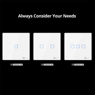 GloboStar® 80067 SONOFF T2EU3C-RF - 433MHz Wireless Smart Wall Touch Button Switch 3 Way - RF Series
