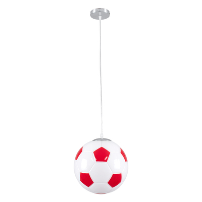 GLOBOSTAR® FOOTBALL 00646 Παιδικό Κρεμαστό Φωτιστικό Οροφής με Ντουί 1 x E27 AC 220-240V IP20 - Λευκό & Κόκκινο - Μ25 x Π25 x Υ25cm