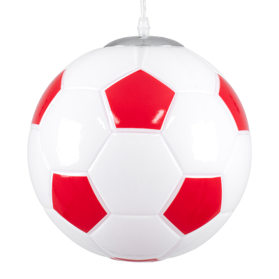GLOBOSTAR® FOOTBALL 00646 Παιδικό Κρεμαστό Φωτιστικό Οροφής με Ντουί 1 x E27 AC 220-240V IP20 - Λευκό & Κόκκινο - Μ25 x Π25 x Υ25cm