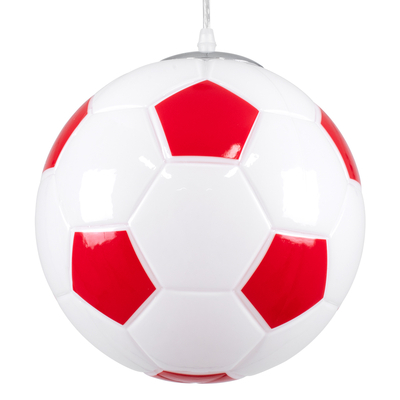 GLOBOSTAR® FOOTBALL 00646 Παιδικό Κρεμαστό Φωτιστικό Οροφής με Ντουί 1 x E27 AC 220-240V IP20 - Λευκό & Κόκκινο - Μ25 x Π25 x Υ25cm