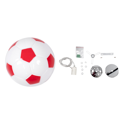 GLOBOSTAR® FOOTBALL 00646 Παιδικό Κρεμαστό Φωτιστικό Οροφής με Ντουί 1 x E27 AC 220-240V IP20 - Λευκό & Κόκκινο - Μ25 x Π25 x Υ25cm