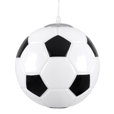GLOBOSTAR® FOOTBALL 00647 Παιδικό Κρεμαστό Φωτιστικό Οροφής με Ντουί 1 x E27 AC 220-240V IP20 - Λευκό & Μαύρο - Μ25 x Π25 x Υ25cm