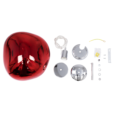 GLOBOSTAR® DIXAR 00763 Μοντέρνο Κρεμαστό Φωτιστικό Οροφής με Ντουί 1 x E27 AC 220-240V IP20 - Κόκκινο & Ασημί - Μ36 x Π36 x Υ45cm