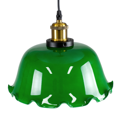 GLOBOSTAR® LIBRARY 00767 Vintage Κρεμαστό Φωτιστικό Οροφής με Ντουί 1 x E27 AC 220-240V IP20 - Πράσινο & Χρυσό - Μ26 x Π26 x Y20cm