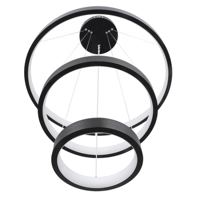 GLOBOSTAR® NEMESIS TRIO 61167-DECO Μοντέρνο Κρεμαστό Φωτιστικό Οροφής LED 100W 12123lm 360° AC 220-240V IP20 Ρυθμιζόμενο Λευκό CCT με Χειριστήριο από 2700K έως 6000K Dimmable - Lumileds SMD Chip - Μαύρο Ματ - Μ60 x Π60 x Υ60cm - 3 Χρόνια Εγγύηση