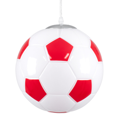 GLOBOSTAR® FOOTBALL 00646 Παιδικό Κρεμαστό Φωτιστικό Οροφής με Ντουί 1 x E27 AC 220-240V IP20 - Λευκό & Κόκκινο - Μ25 x Π25 x Υ25cm