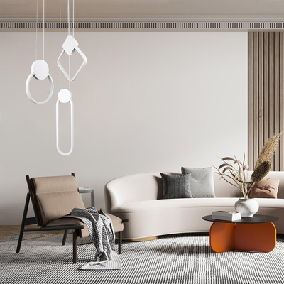 GLOBOSTAR® MARY 61083 Μοντέρνο Κρεμαστό Φωτιστικό Οροφής LED 12W 1440lm 300° AC 220-240V IP20 Ρυθμιζόμενο Λευκό CCT με On/Off 2700K/4500K/6000K - Lumileds SMD Chip - Λευκό - Μ20 x Π2.3 x Υ28.5cm - 3 Χρόνια Εγγύηση