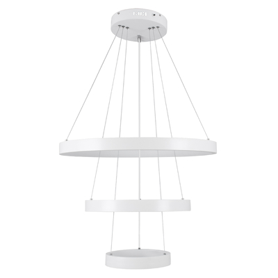 GLOBOSTAR® NEMESIS TRIO 61168-DECO Μοντέρνο Κρεμαστό Φωτιστικό Οροφής LED 100W 12123lm 360° AC 220-240V IP20 Ρυθμιζόμενο Λευκό CCT με Χειριστήριο από 2700K έως 6000K Dimmable - Lumileds SMD Chip - Λευκό Ματ - Μ60 x Π60 x Υ60cm - 3 Χρόνια Εγγύηση