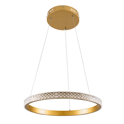 GLOBOSTAR® DIAMOND 61129 Μοντέρνο Κρεμαστό Φωτιστικό Οροφής LED 30W 3513lm 360° AC 220-240V IP20 Ρυθμιζόμενο Λευκό CCT με Χειριστήριο από 2700K έως 6000K Dimmable - Lumileds SMD Chip - Χρυσό Βούρτσας - Μ40 x Π40 x Υ3cm - 3 Χρόνια Εγγύηση