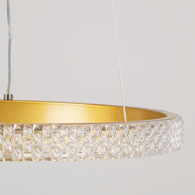 GLOBOSTAR® DIAMOND 61129 Μοντέρνο Κρεμαστό Φωτιστικό Οροφής LED 30W 3513lm 360° AC 220-240V IP20 Ρυθμιζόμενο Λευκό CCT με Χειριστήριο από 2700K έως 6000K Dimmable - Lumileds SMD Chip - Χρυσό Βούρτσας - Μ40 x Π40 x Υ3cm - 3 Χρόνια Εγγύηση