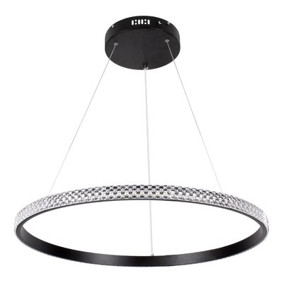 GLOBOSTAR® DIAMOND 61130 Μοντέρνο Κρεμαστό Φωτιστικό Οροφής LED 45W 5230lm 360° AC 220-240V IP20 Ρυθμιζόμενο Λευκό CCT με Χειριστήριο από 2700K έως 6000K Dimmable - Lumileds SMD Chip - Μαυρό Ματ - Μ60 x Π60 x Υ3cm - 3 Χρόνια Εγγύηση