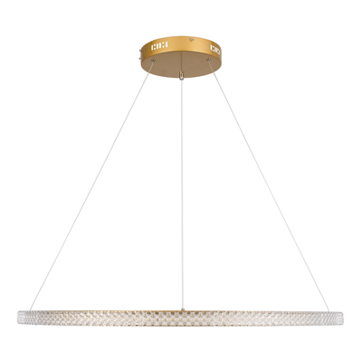 GLOBOSTAR® DIAMOND 61133 Μοντέρνο Κρεμαστό Φωτιστικό Οροφής LED 67W 7689lm 360° AC 220-240V IP20 Ρυθμιζόμενο Λευκό CCT με Χειριστήριο από 2700K έως 6000K Dimmable - Lumileds SMD Chip - Χρυσό Βούρτσας - Μ80 x Π80 x Υ3cm - 3 Χρόνια Εγγύηση