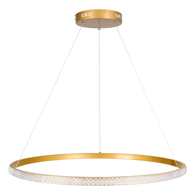 GLOBOSTAR® DIAMOND 61133 Μοντέρνο Κρεμαστό Φωτιστικό Οροφής LED 67W 7689lm 360° AC 220-240V IP20 Ρυθμιζόμενο Λευκό CCT με Χειριστήριο από 2700K έως 6000K Dimmable - Lumileds SMD Chip - Χρυσό Βούρτσας - Μ80 x Π80 x Υ3cm - 3 Χρόνια Εγγύηση