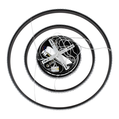 GLOBOSTAR® DIAMOND TRIO 61136-DECO Μοντέρνο Κρεμαστό Φωτιστικό Οροφής LED 100W 12123lm 360° AC 220-240V IP20 Ρυθμιζόμενο Λευκό CCT με Χειριστήριο από 2700K έως 6000K Dimmable - Lumileds SMD Chip - Μαύρο Ματ - Μ90 x Π90 x Υ90cm - 3 Χρόνια Εγγύηση