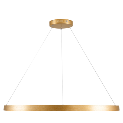 GLOBOSTAR® NEMESIS 61166 Μοντέρνο Κρεμαστό Φωτιστικό Οροφής LED 75W 8743lm 360° AC 220-240V IP20 Ρυθμιζόμενο Λευκό CCT με Χειριστήριο από 2700K έως 6000K Dimmable - Lumileds SMD Chip - Χρυσό Βούρτσας - Μ100 x Π100 x Υ4cm - 3 Χρόνια Εγγύηση