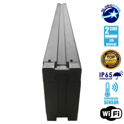 GLOBOSTAR® DISPLAY 90311 Κυλιόμενη Ψηφιακή Επιγραφή P10 Διπλής Όψης LED AC 220-240V Αδιάβροχο IP65 Κόκκινο - WiFi Control μέσω FK APP - Αισθητήρας Θερμοκρασίας & Υγρασίας - Μ168 x Π12 x Υ24cm - 2 Χρόνια Εγγύηση