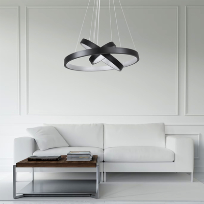 GLOBOSTAR® NEMESIS TRIO 61167 Μοντέρνο Κρεμαστό Φωτιστικό Οροφής LED 100W 12123lm 360° AC 220-240V IP20 Ρυθμιζόμενο Λευκό CCT με Χειριστήριο από 2700K έως 6000K Dimmable - Lumileds SMD Chip - Μαύρο Ματ - Μ60 x Π60 x Υ60cm - 3 Χρόνια Εγγύηση