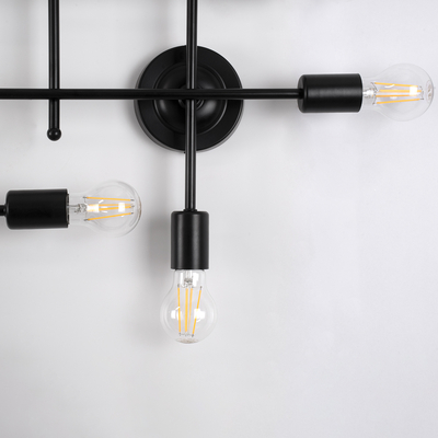 GLOBOSTAR® PIPING 00667-1 Vintage Φωτιστικό Οροφής με Ντουί 12 x E27 AC 220-240V IP20 - Μαύρο - Μ78.5 x Π9.5 x Υ64cm