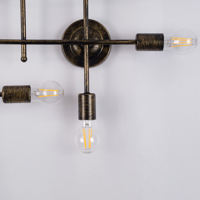 GLOBOSTAR® PIPING 00669-1 Vintage Φωτιστικό Οροφής με Ντουί 12 x E27 AC 220-240V IP20 - Μπρούτζινο - Μ78.5 x Π9.5 x Υ64cm