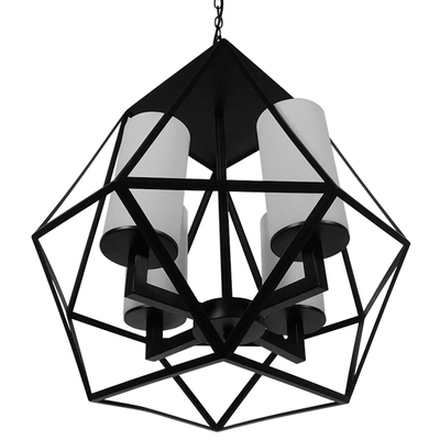 GLOBOSTAR® DASTAR 01001-1 Vintage Κρεμαστό Φωτιστικό Οροφής με Ντουί 4 x E27 AC 220-240V IP20 - Μαύρο & Λευκό - Μ52 x Π52 x Υ53cm