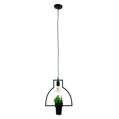 GLOBOSTAR® FLOWERPOT 10001209 Μοντέρνο Κρεμαστό Φωτιστικό Οροφής με Ντουί 1 x E27 AC 220-240V IP20 - Μαύρο & Πράσινο - Μ34 x Π34 x Y34cm