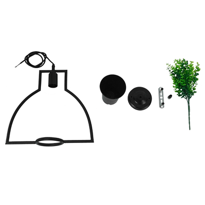 GLOBOSTAR® FLOWERPOT 10001209 Μοντέρνο Κρεμαστό Φωτιστικό Οροφής με Ντουί 1 x E27 AC 220-240V IP20 - Μαύρο & Πράσινο - Μ34 x Π34 x Y34cm