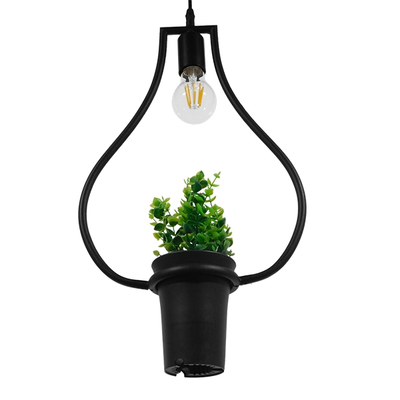GLOBOSTAR® FLOWERPOT 10001210 Μοντέρνο Κρεμαστό Φωτιστικό Οροφής με Ντουί 1 x E27 AC 220-240V IP20 - Μαύρο & Πράσινο - Μ27 x Π27 x Υ40cm