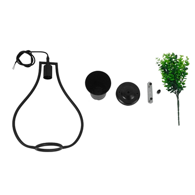 GLOBOSTAR® FLOWERPOT 10001210 Μοντέρνο Κρεμαστό Φωτιστικό Οροφής με Ντουί 1 x E27 AC 220-240V IP20 - Μαύρο & Πράσινο - Μ27 x Π27 x Υ40cm