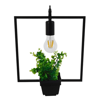 GLOBOSTAR® FLOWERPOT 10001211 Μοντέρνο Κρεμαστό Φωτιστικό Οροφής με Ντουί 1 x E27 AC 220-240V IP20 - Μαύρο & Πράσινο - Μ30 x Π30 x Υ30cm