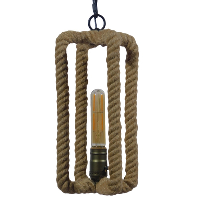 GLOBOSTAR® ELDORA 10001014 Vintage Κρεμαστό Φωτιστικό Οροφής με Ντουί 1 x E27 AC 220-240V IP20 - Μπεζ & Μπρούτζινο - Μ13 x Π13 x Υ30cm