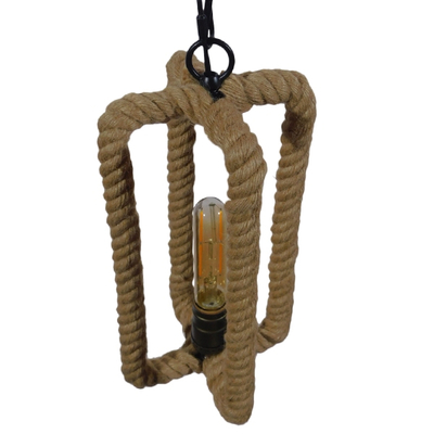 GLOBOSTAR® ELDORA 10001014 Vintage Κρεμαστό Φωτιστικό Οροφής με Ντουί 1 x E27 AC 220-240V IP20 - Μπεζ & Μπρούτζινο - Μ13 x Π13 x Υ30cm