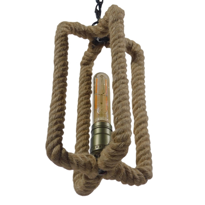 GLOBOSTAR® ELDORA 10001014 Vintage Κρεμαστό Φωτιστικό Οροφής με Ντουί 1 x E27 AC 220-240V IP20 - Μπεζ & Μπρούτζινο - Μ13 x Π13 x Υ30cm