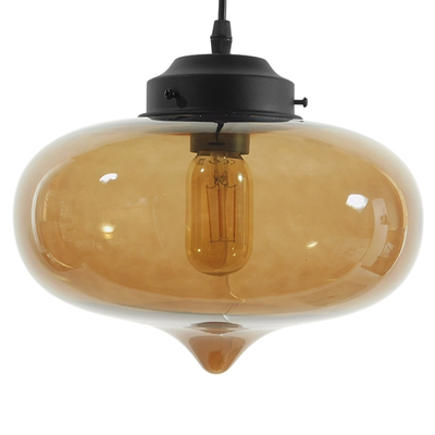 GLOBOSTAR® QUINN 01029 Vintage Κρεμαστό Φωτιστικό Οροφής με Ντουί 1 x E27 AC 220-240V IP20 - Μελί & Μαύρο - Μ26 x Π26 x Υ20cm