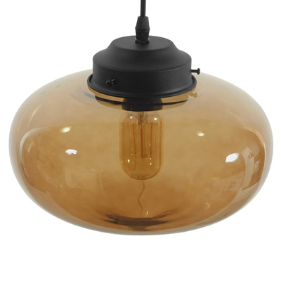 GLOBOSTAR® QUINN 01029 Vintage Κρεμαστό Φωτιστικό Οροφής με Ντουί 1 x E27 AC 220-240V IP20 - Μελί & Μαύρο - Μ26 x Π26 x Υ20cm