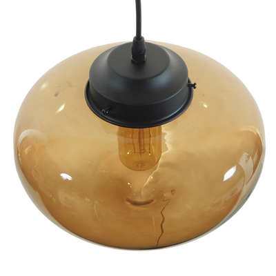 GLOBOSTAR® QUINN 01029 Vintage Κρεμαστό Φωτιστικό Οροφής με Ντουί 1 x E27 AC 220-240V IP20 - Μελί & Μαύρο - Μ26 x Π26 x Υ20cm