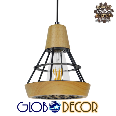 GLOBOSTAR® AKRON 10001133 Μοντέρνο Κρεμαστό Φωτιστικό Οροφής με Ντουί 1 x E27 AC 220-240V IP20 - Μπεζ & Μαύρο - Μ19 x Π19 x Υ22cm