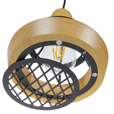 GLOBOSTAR® AKRON 10001133 Μοντέρνο Κρεμαστό Φωτιστικό Οροφής με Ντουί 1 x E27 AC 220-240V IP20 - Μπεζ & Μαύρο - Μ19 x Π19 x Υ22cm