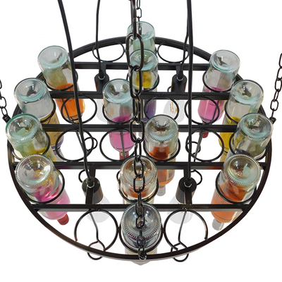 GLOBOSTAR® VINEYARD 10001139 Vintage Κρεμαστό Φωτιστικό Οροφής με Ντουί 4 x E27 AC 220-240V IP20 - Μαύρο & Διάφανο - Μ60 x Π60 x Υ20cm